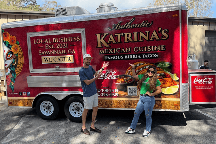Katrina's colorful Mexican food truck serving guests in Savannah